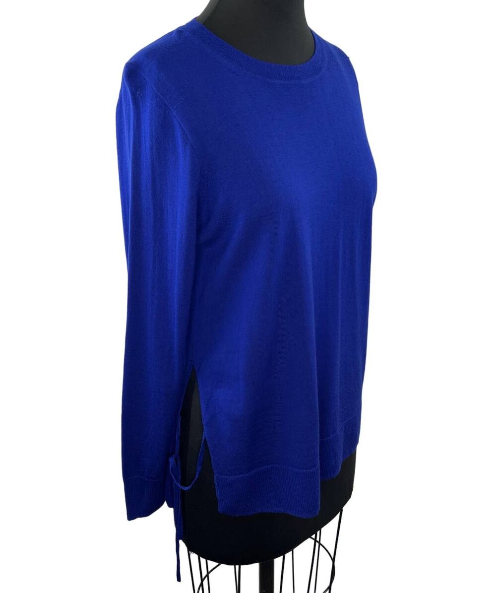 J. Crew Merino Wool Blue Side Slit Sweater Crewneck Pullover Lightweight G1105 M